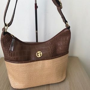 Giani Bernini Straw Crocodile Hobo Bag
